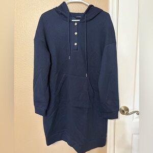 Navy Blue Long Sleeve Hoodie Dress